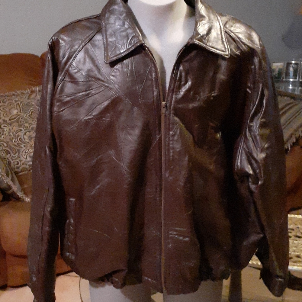 Haband brown 100% leather jacket sz 4x